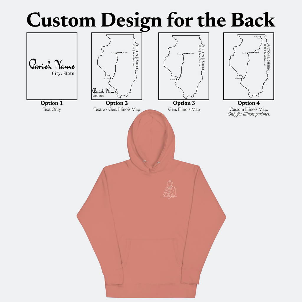 Custom Ink Hoodie - Ven. Fulton J. Sheen (Matte White)