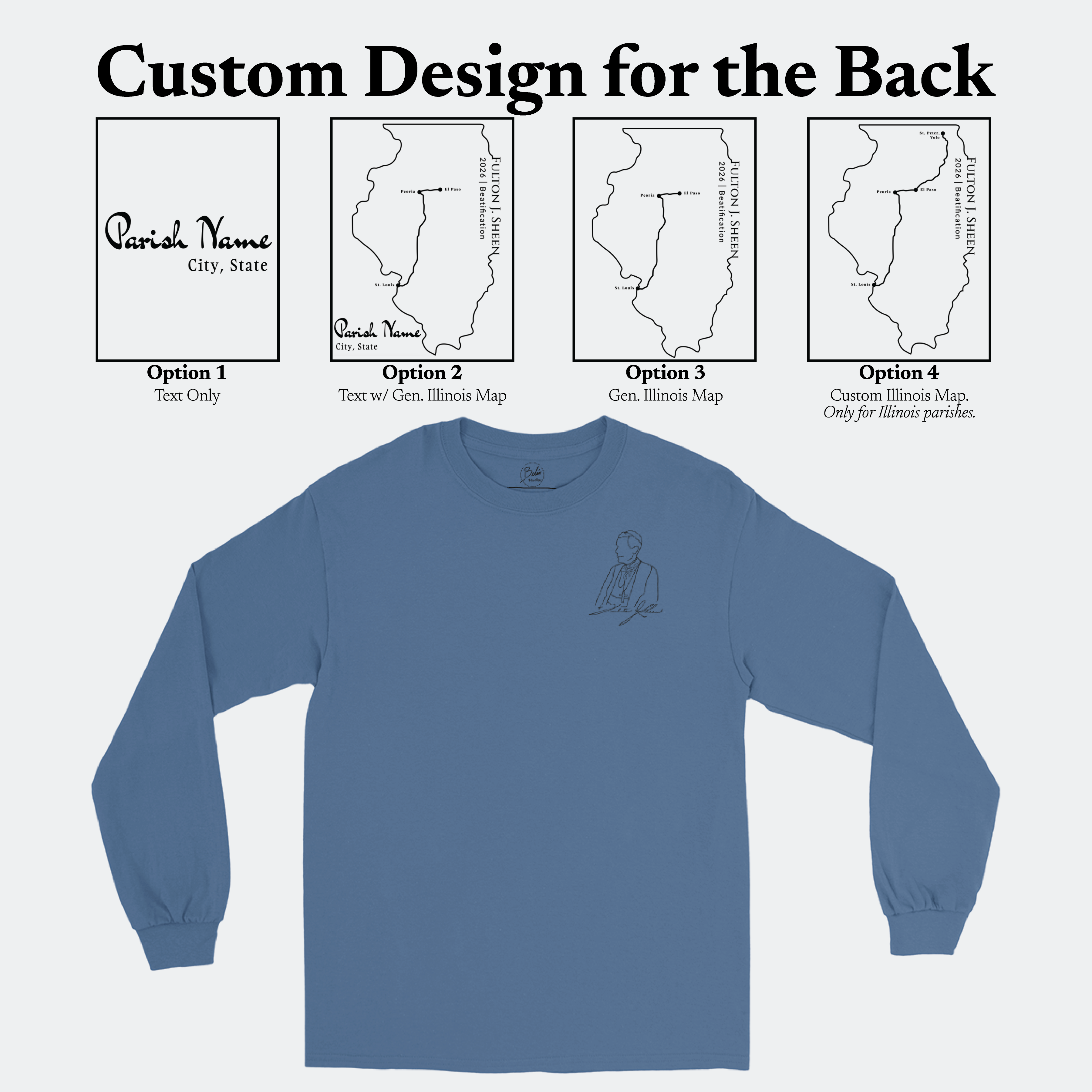 Custom Ink Long Sleeve Shirt - Ven. Fulton J. Sheen (Matte Black)