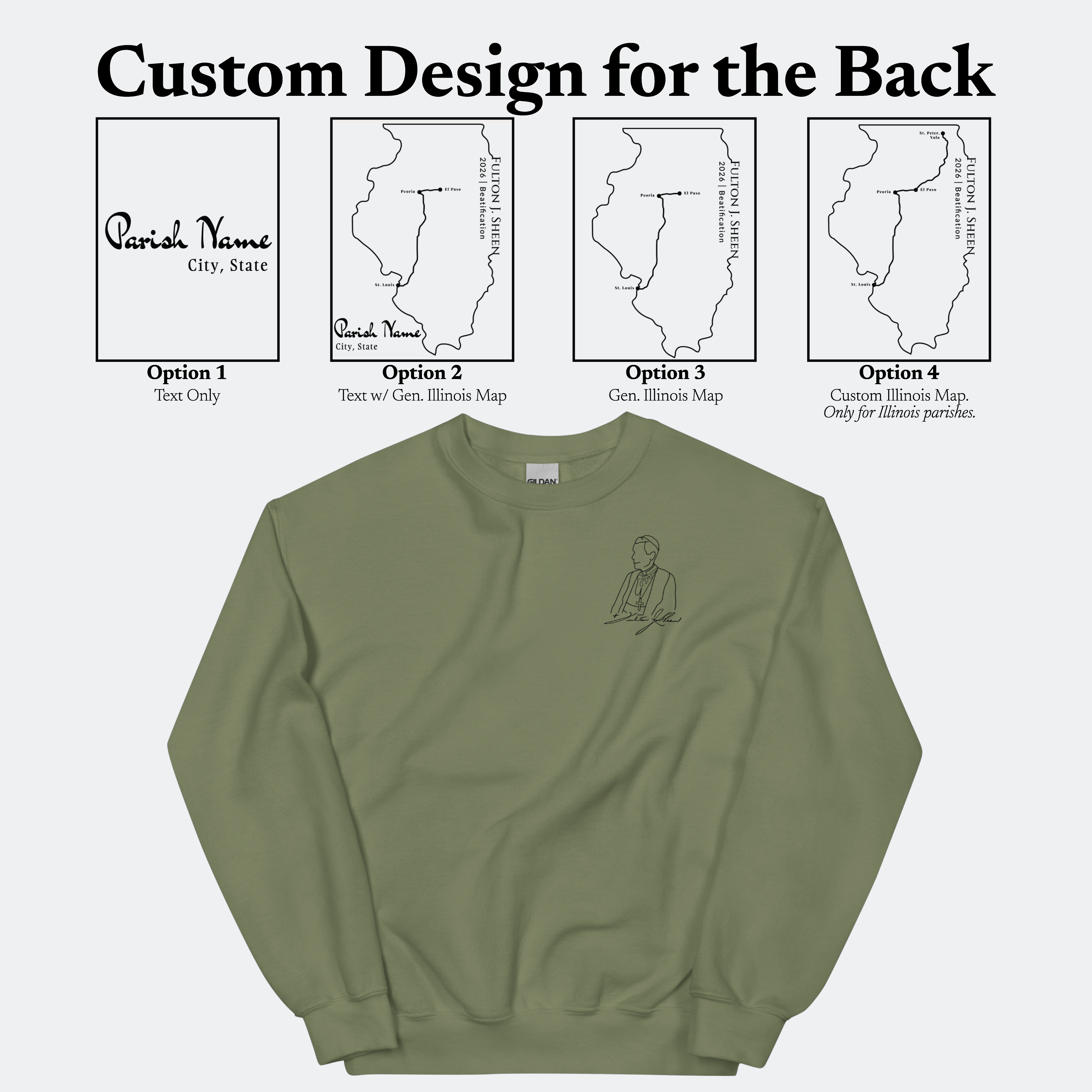 Custom Ink Sweatshirt - Ven. Fulton J. Sheen (Matte Black)