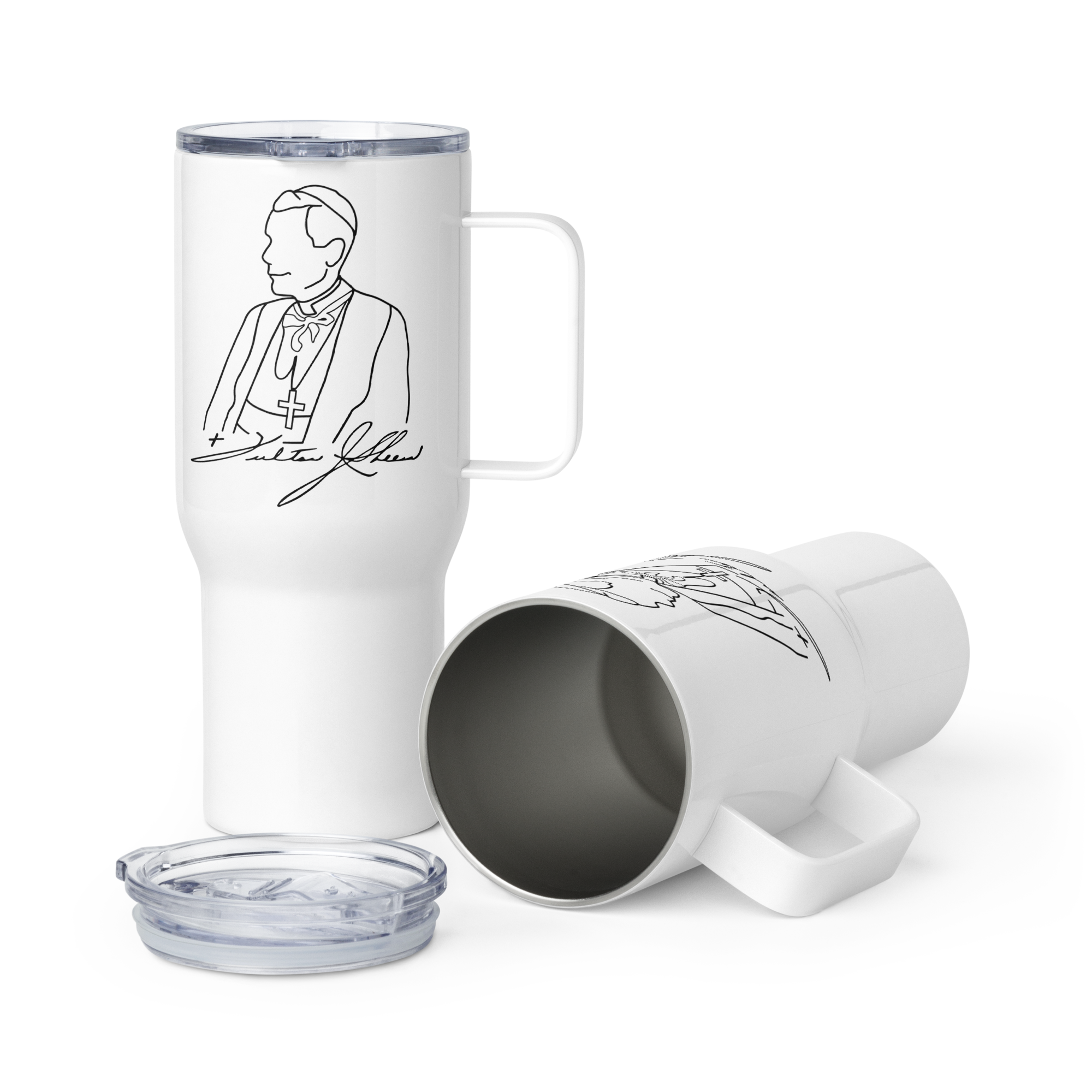 Travel mug with a handle +FJS Signature