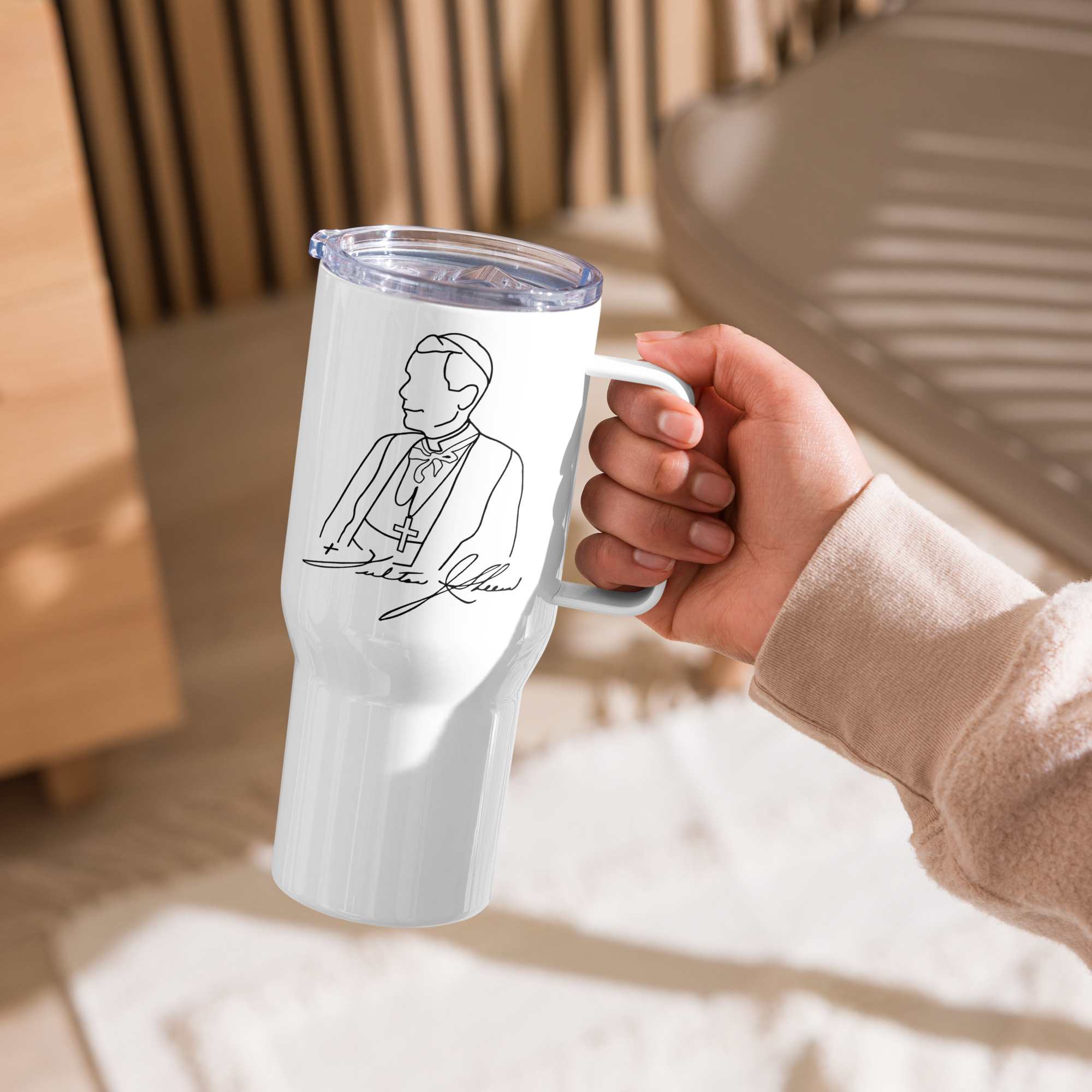 Travel mug with a handle +FJS Signature
