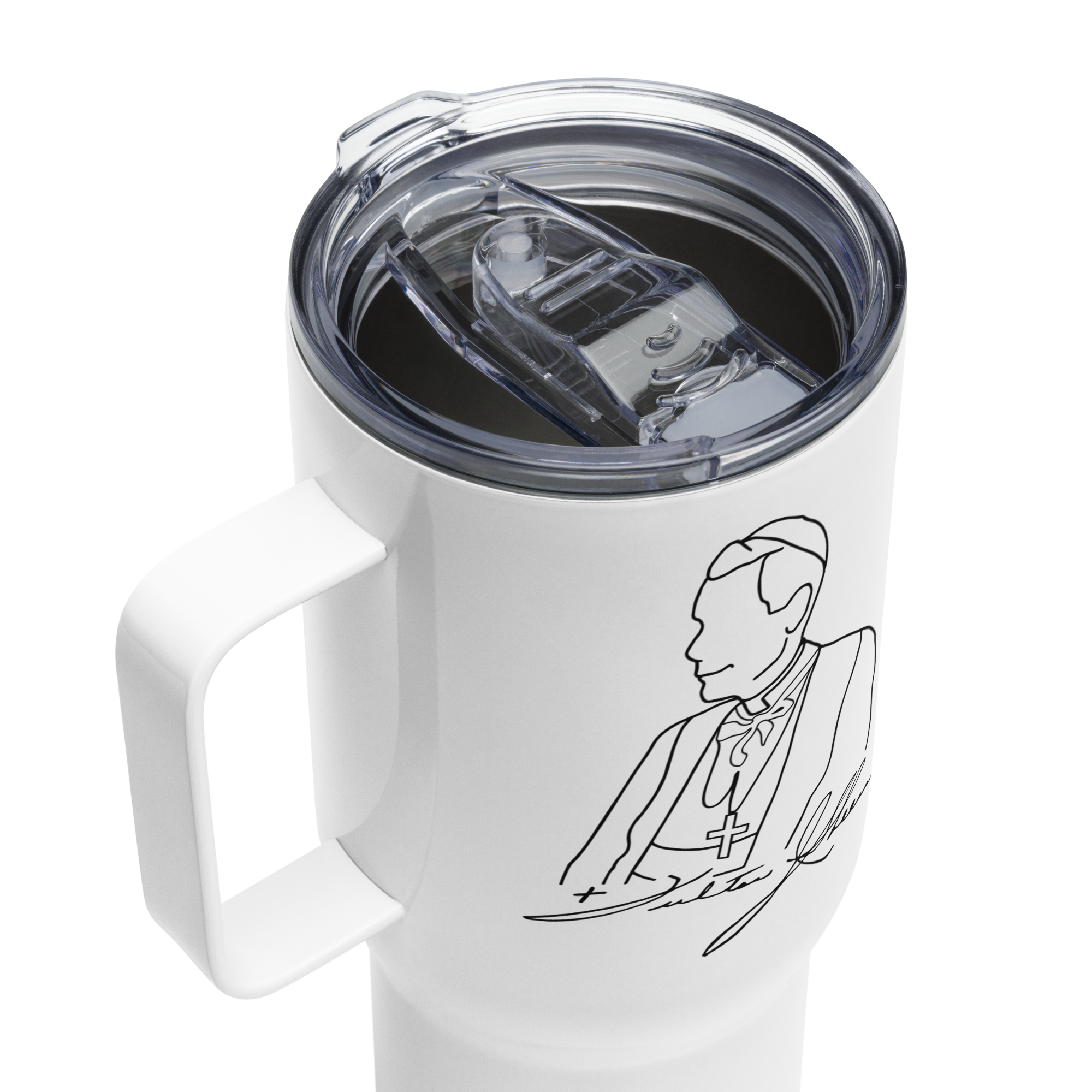 Travel mug with a handle +FJS Signature