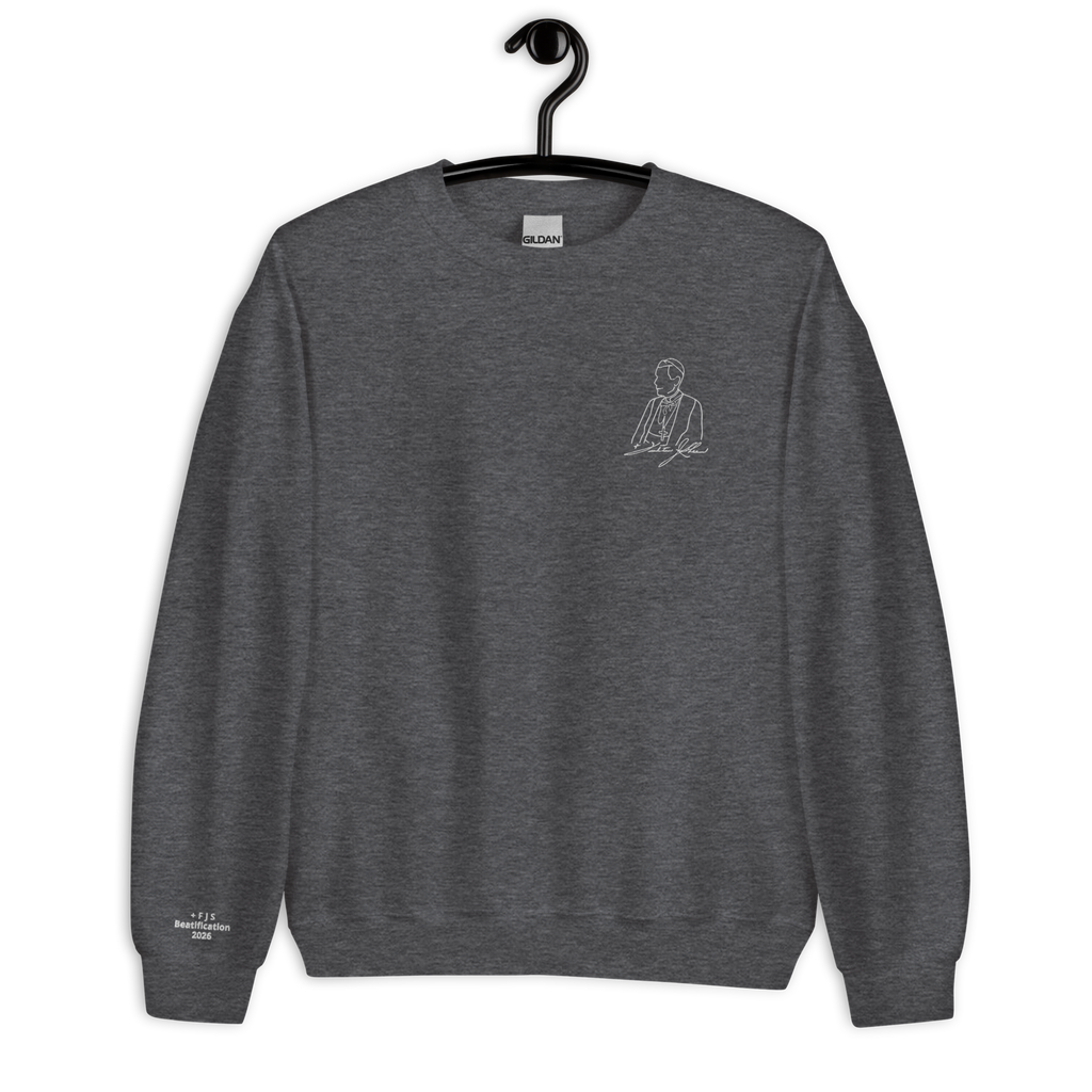 Premium Sweatshirt - Ven. Fulton J. Sheen (Stitched White)